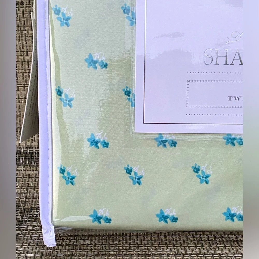 Shabby Chic Blue Floral Green Polyester TWIN Sheet Set 4pc