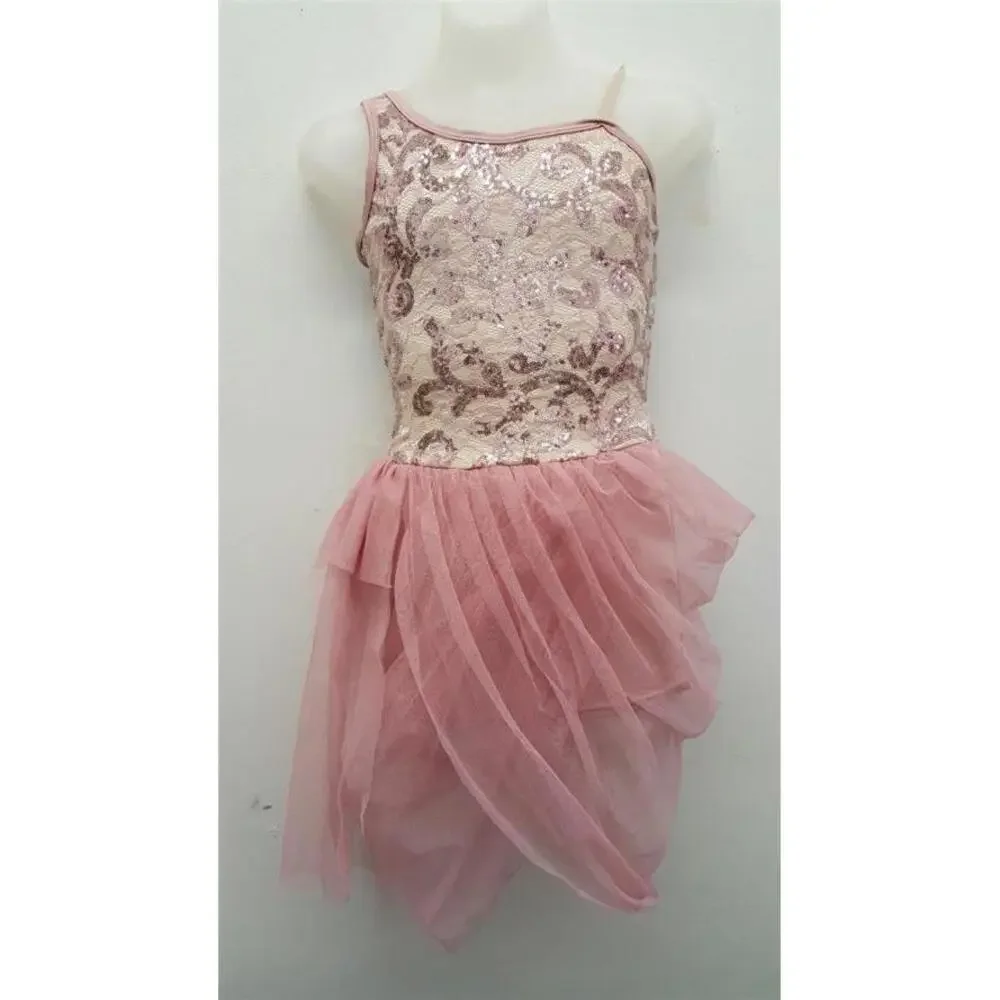 Pre-Owned Dance Costume Medium Child Pink Curtain Call E1360 Lyrical Ballet Con
