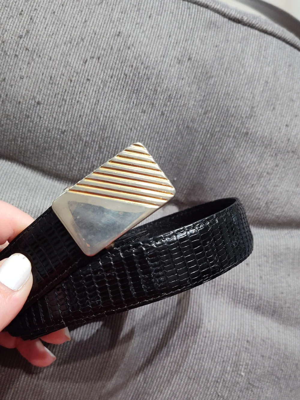 Vintage Genuine Lizard Skin Leather Belt Made in Italy Size 36 / 90