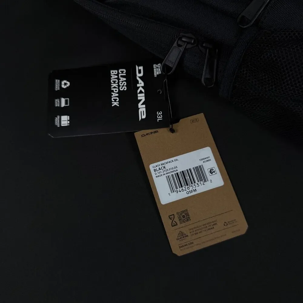 Dakine Class Backpack 33L Black New Laptop Sleeve Mesh Pocket NEW