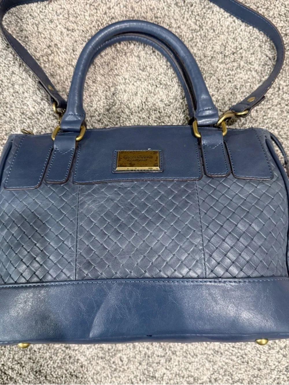 Blue Women's Woven Satchel Handbag