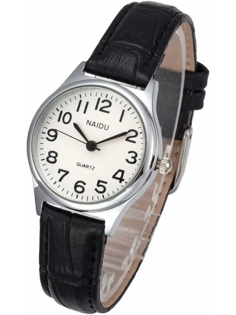 Women's Black Analog Quartz Leather Roman Numerals Casual Classic Wrist Watch