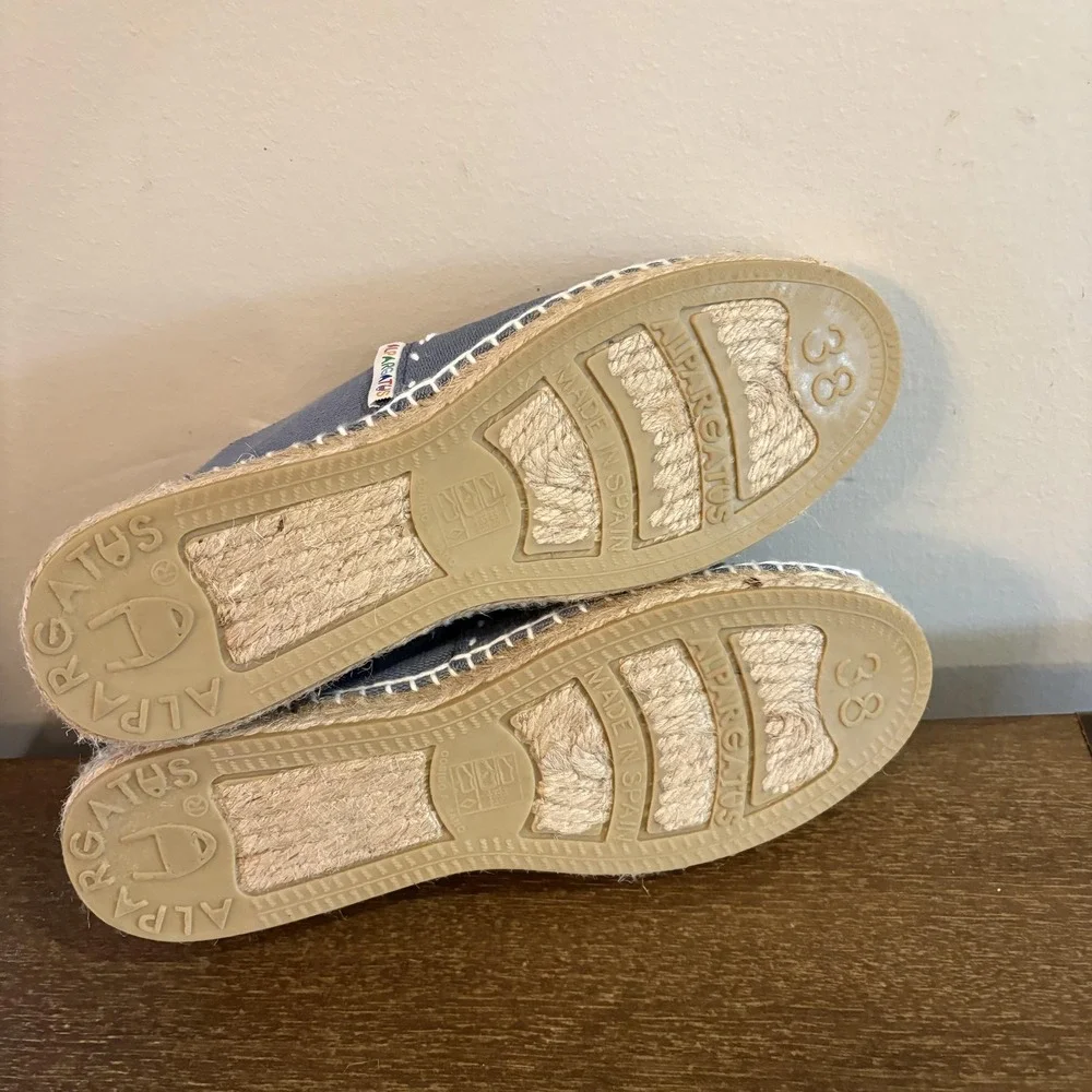 Alpargatus Shoes Womens Size 7.5 Blue Canvas Espadrille‎ Slip On Flats Spain