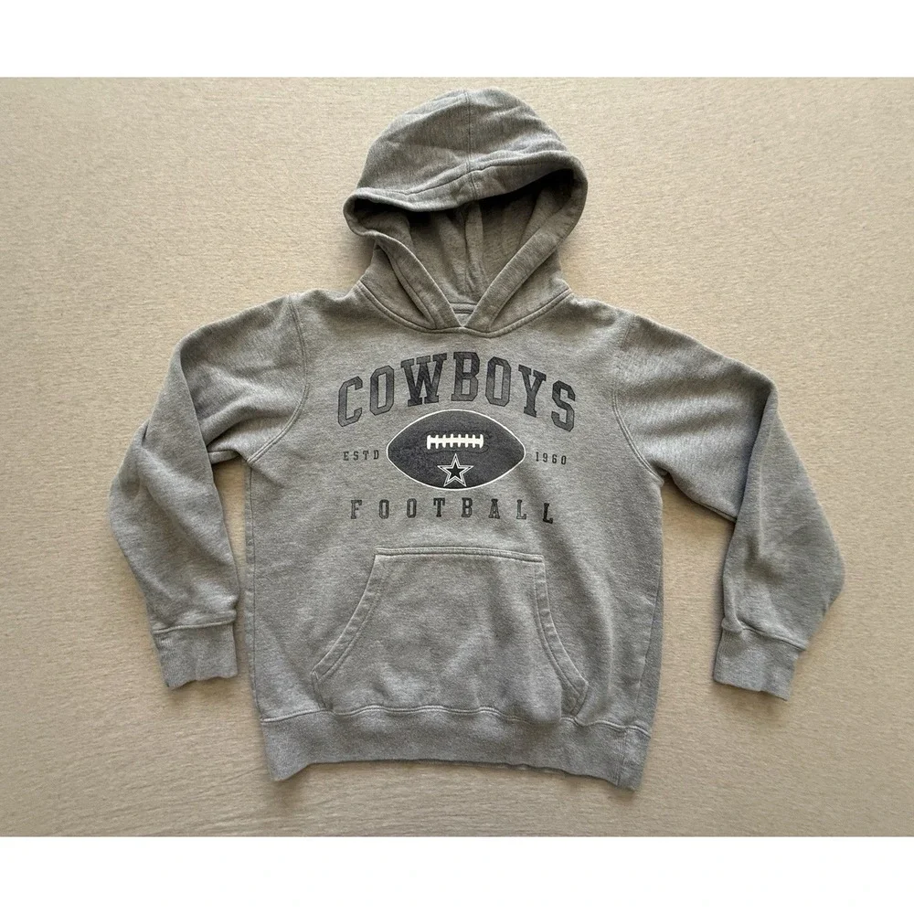 Dallas Cowboys Youth Gray Pull Over Hoodie Medium Youth 10/12 Year Old