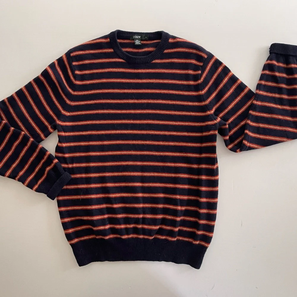 Y2K‎ Lambs Wool Sweater Navy/Orange/Cream Stripe S