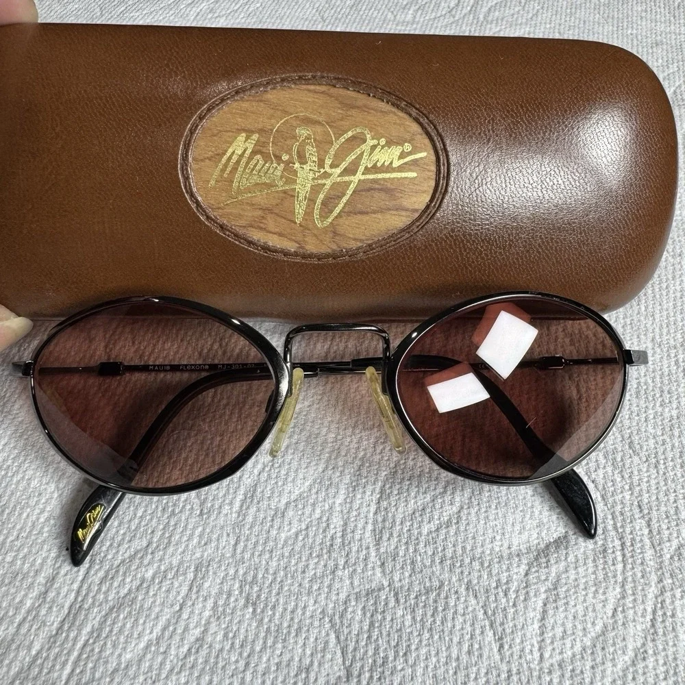 Maui Jim OAHU Flexon MJ-301-02 Gun Metal Gray Sunglasses Made In‎  Japan RARE