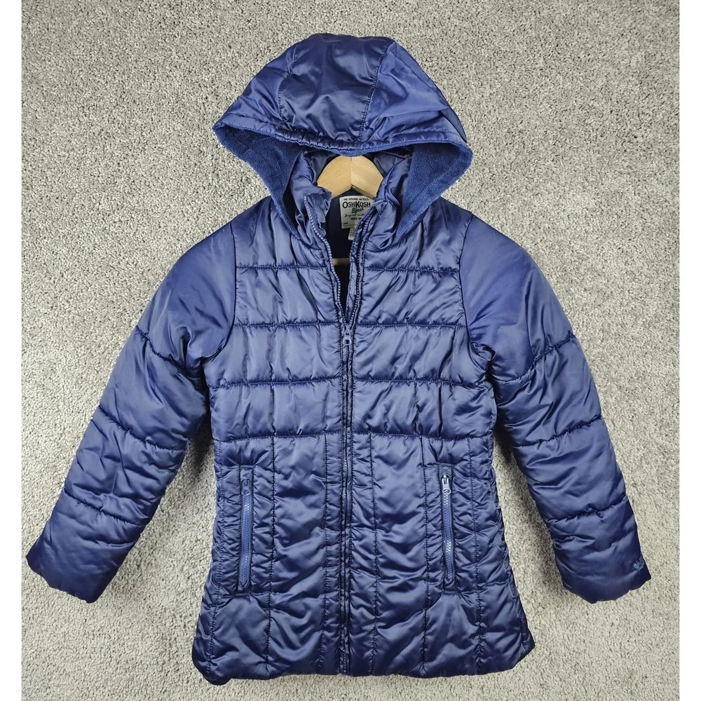 Oshkosh B'gosh Navy Blue Quilted Stylish‎ Puffer Long Jacket Size 12