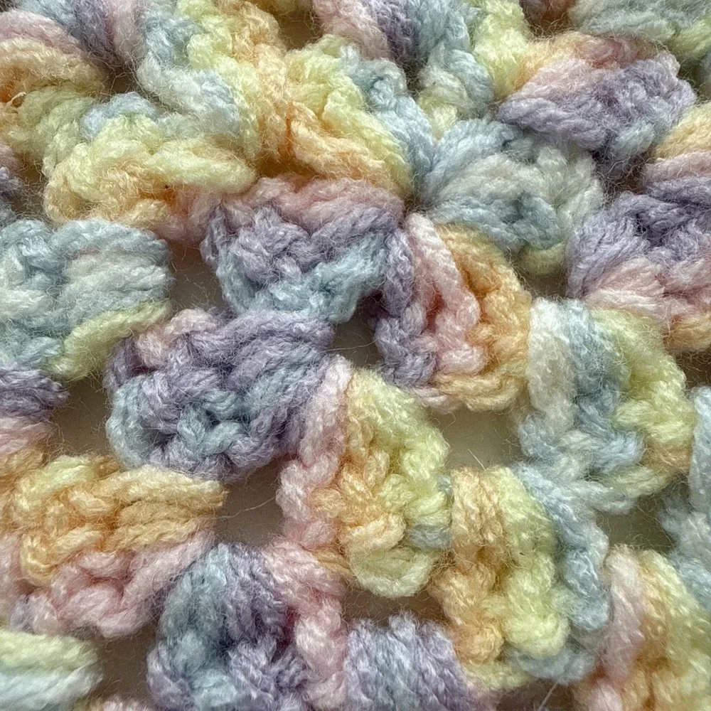 Handmade Crochet C2C Pastel Baby Afghan Blanket Soft Rainbow Sherbet 90s‎ 38x38