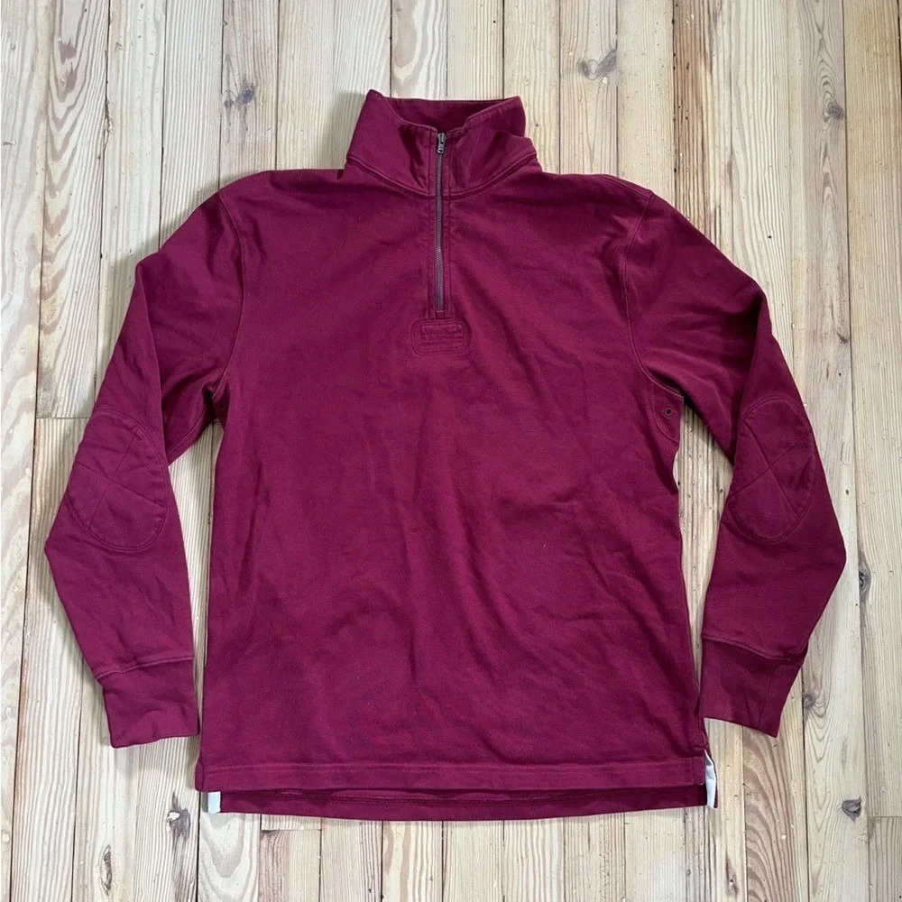 Vintage J.Crew Maroon Utility Casual Quarterzip Jacket with Elbow Patches‎ sz S