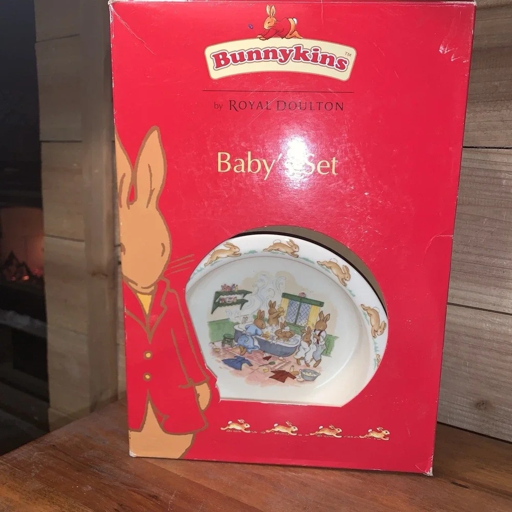 2003 Royal Doulton Bunnykins Baby's Set Bath Time For Bunnies Bowl  & Mug NIB‎