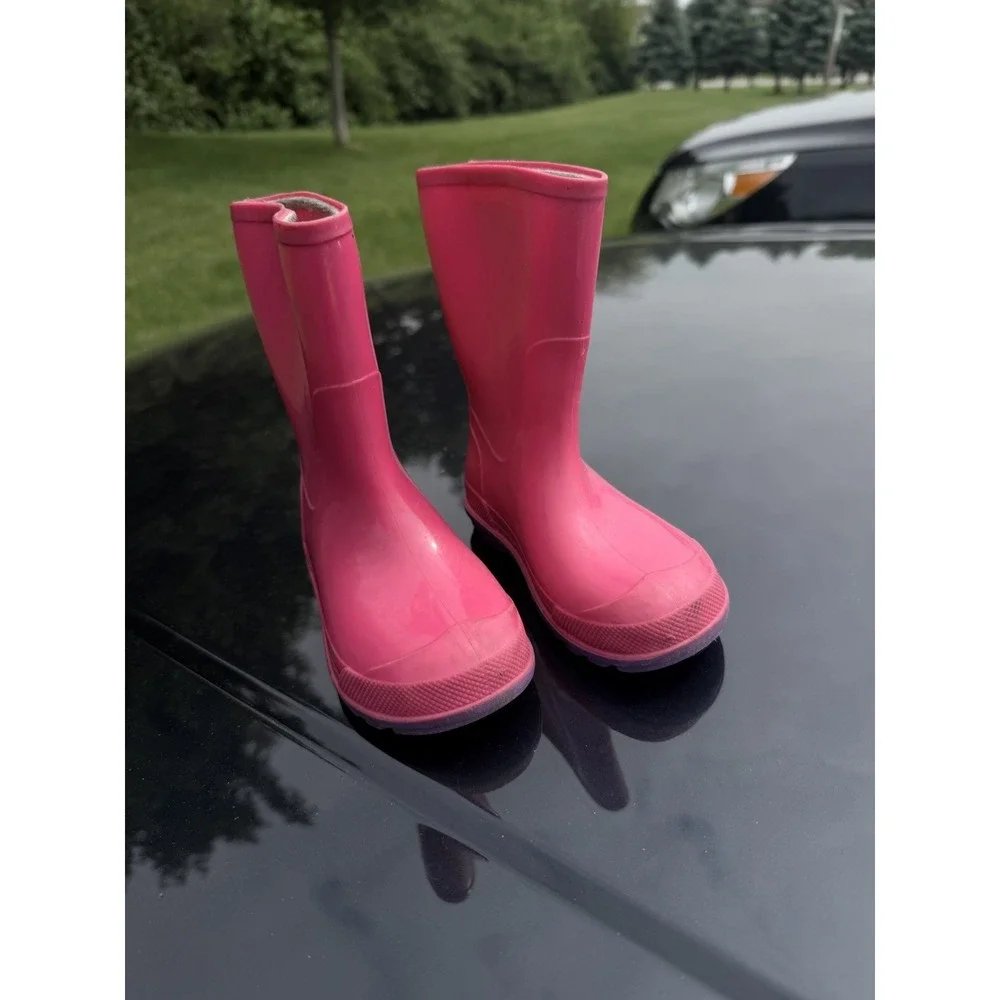 Kids Pink Rain Boots – Made in Canada – Size 7-8 Toddler Waterproof Rubber Boots