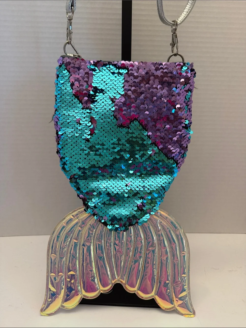 Sequin Mermaid Crossbody Bag - Turquoise & Purple