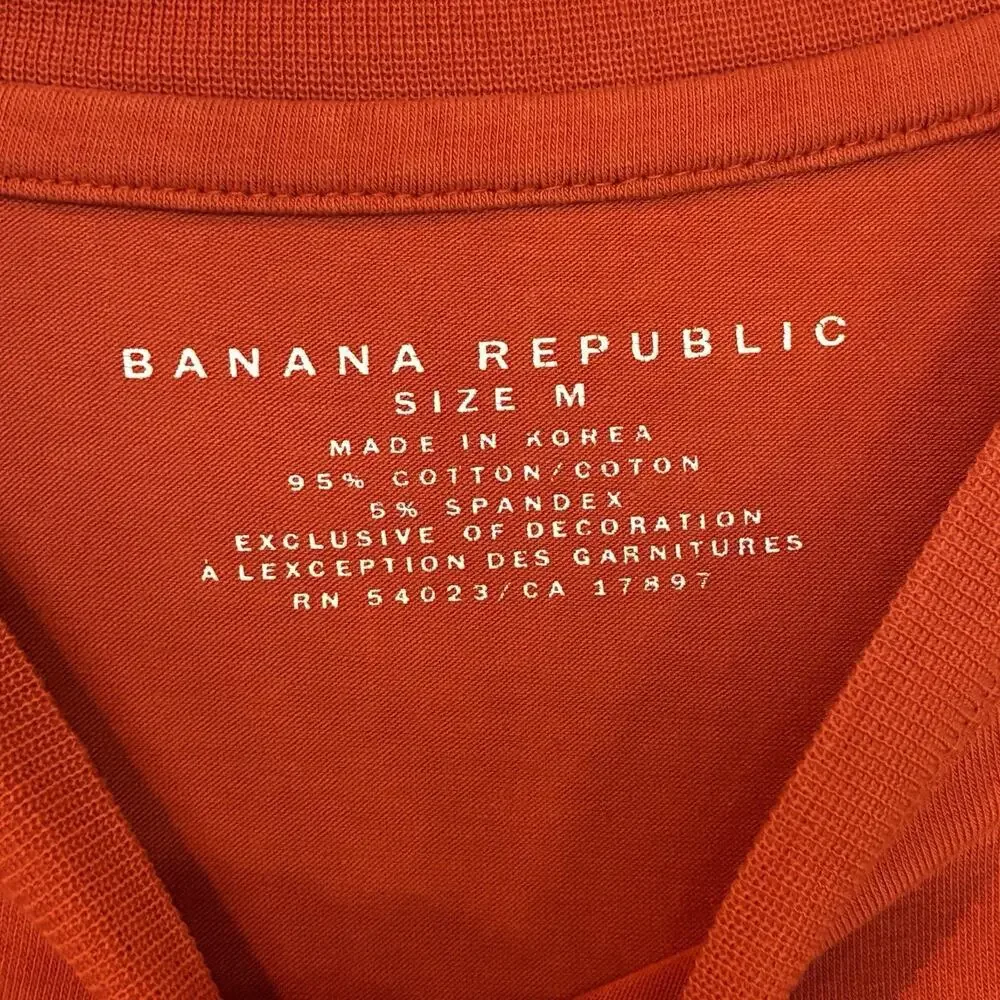 Vintage Banana Republic Men’s T-Shirt Long Sleeve Clock Print Orange Size M
