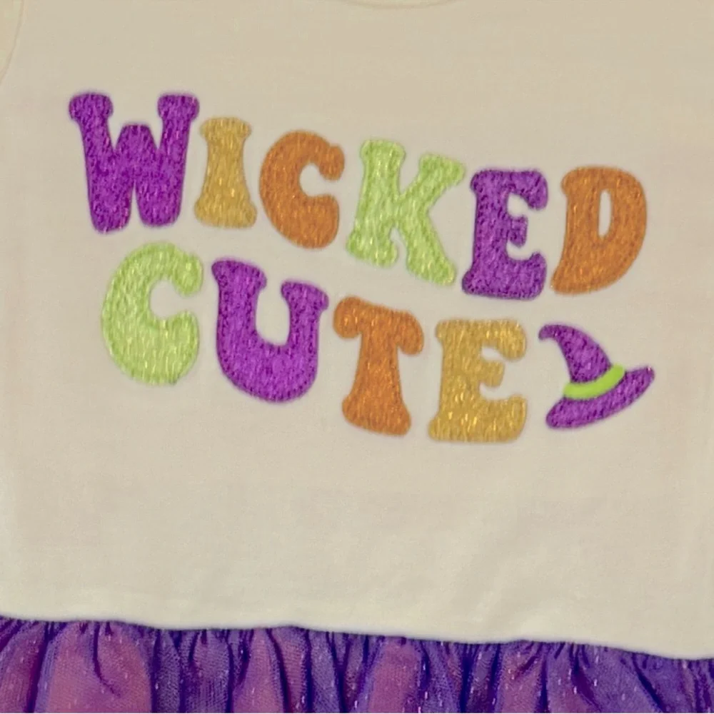 2-Piece Halloween Purple & Orange Tutu Pants Set - Wicked Cute, 18 months