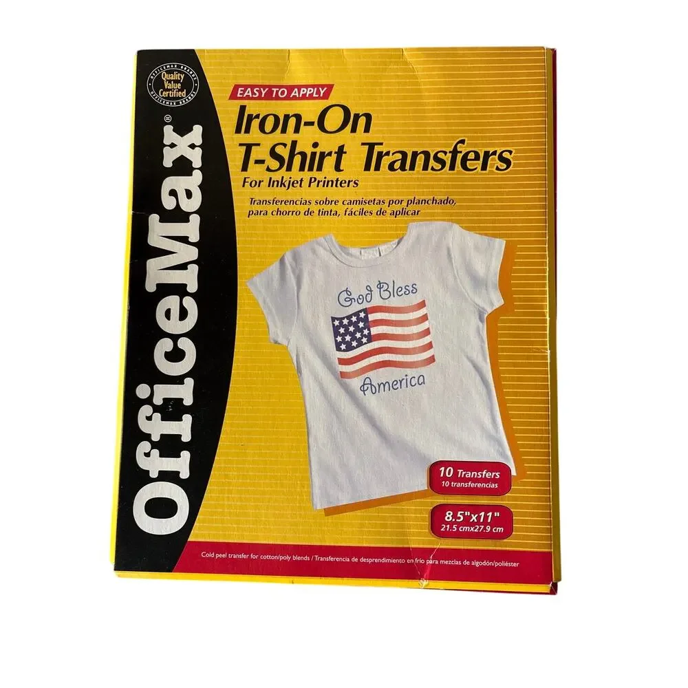 Lot of 2 Inkjet Iron-On T-Shirt Transfer Paper Avery & OfficeMax Dark/Light