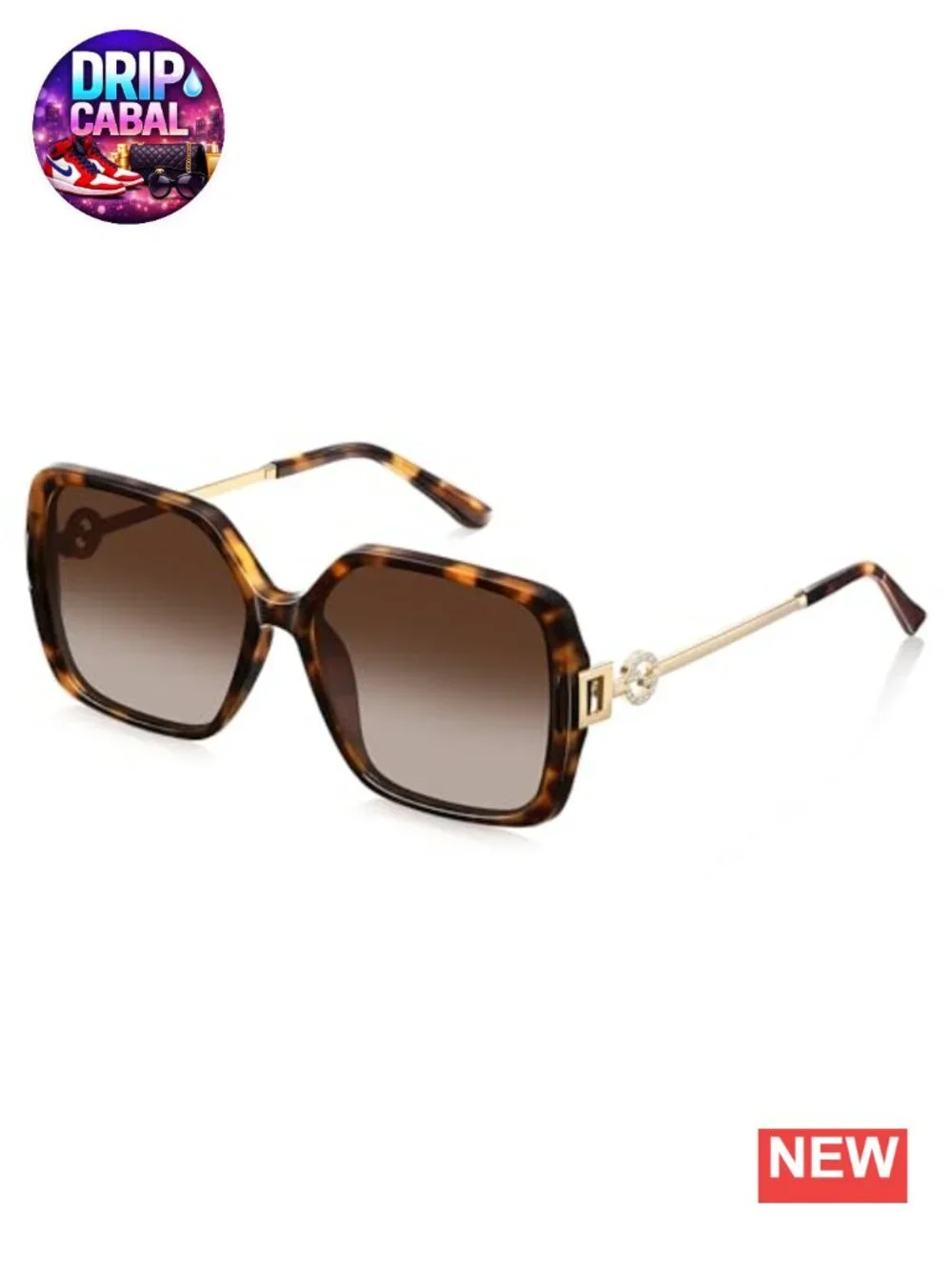 Oversized Retro Square Sunglasses for Women UV Protection Polarized Metal Temple