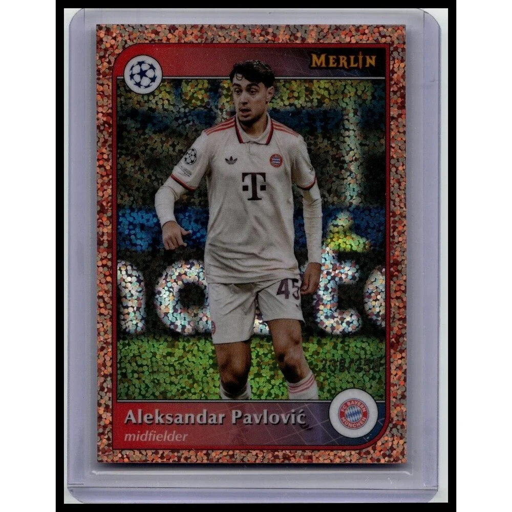 2024-25 Merlin UEFA Aleksandar Pavlović #45 FC BayernRose Gold Speckle #/250