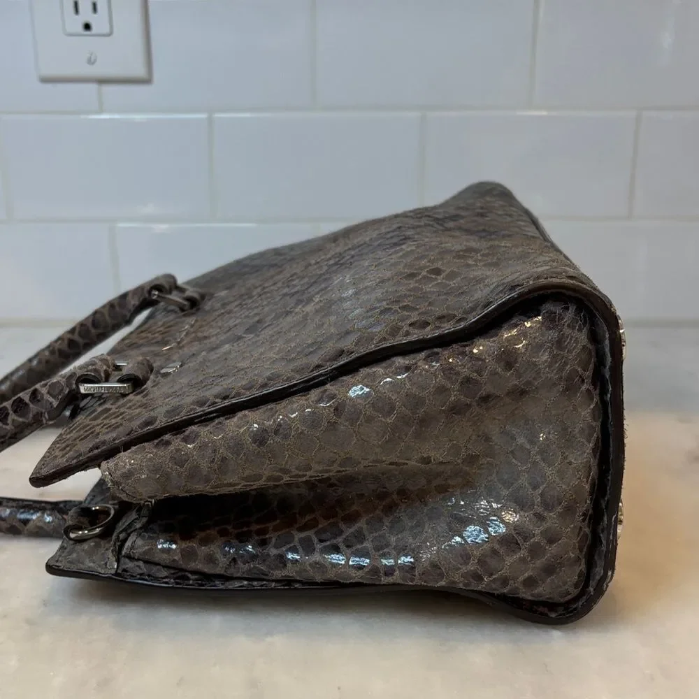 Michael Kors Purse Bag Handbag Snakeskin Selma Python Convertible Tote Satchel