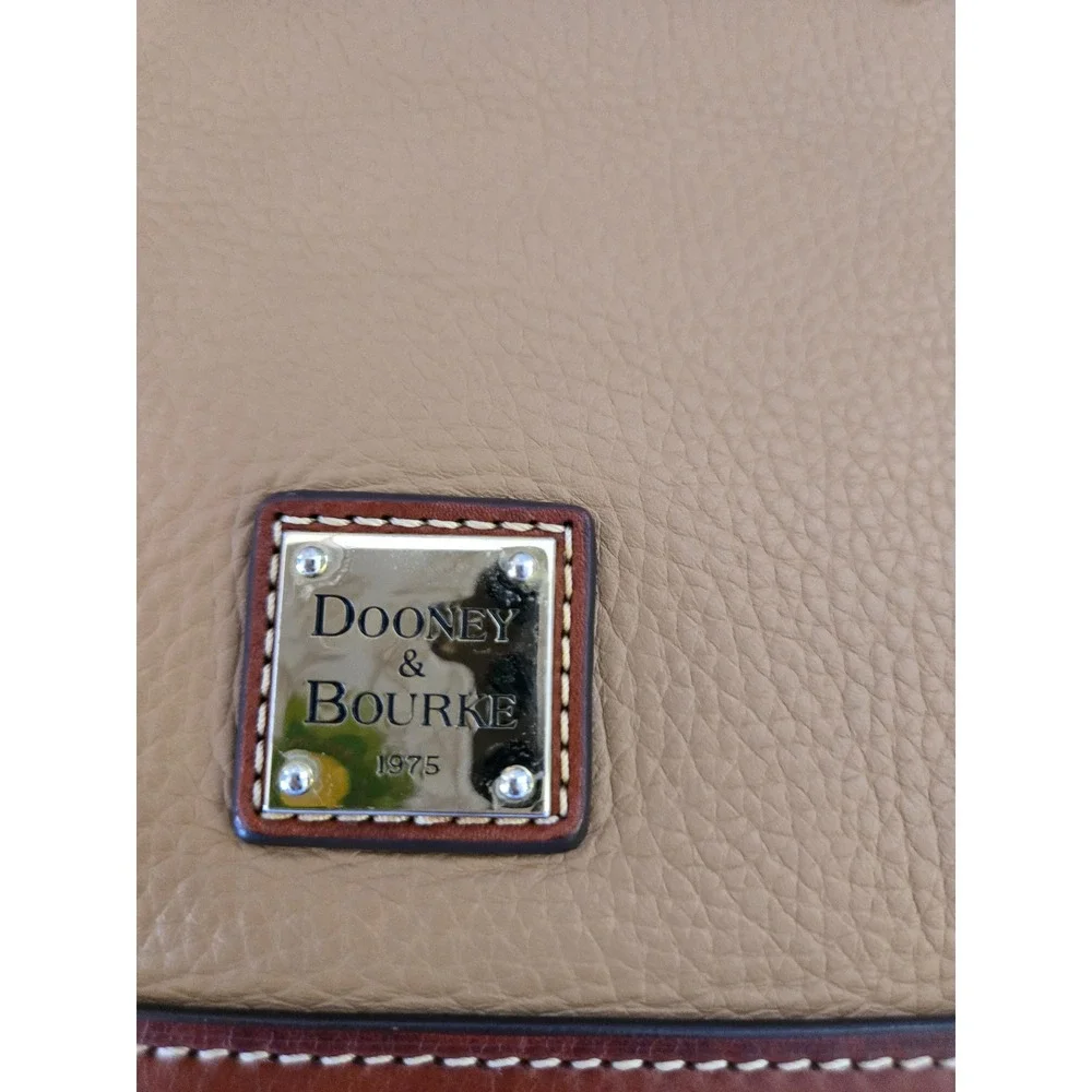 Dooney &‎ Bourke Pebbled Leather Dome Satchel Bag Tan Brown Two Tone Handbag