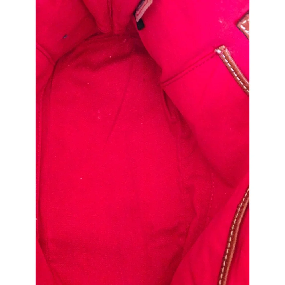 Dooney &‎ Bourke Pebbled Leather Dome Satchel Bag Tan Brown Two Tone Handbag