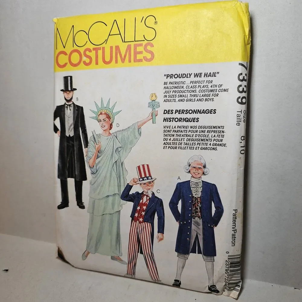 McCalls Pattern 7339 Adult 8, 10 Patriotic COSTUME Presidents Liberty UNCUT