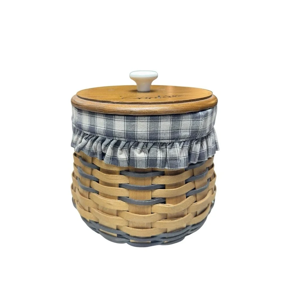 American Traditions Cookie Basket Set w Lid‎ Liner Divider 2000 Farmhouse USA