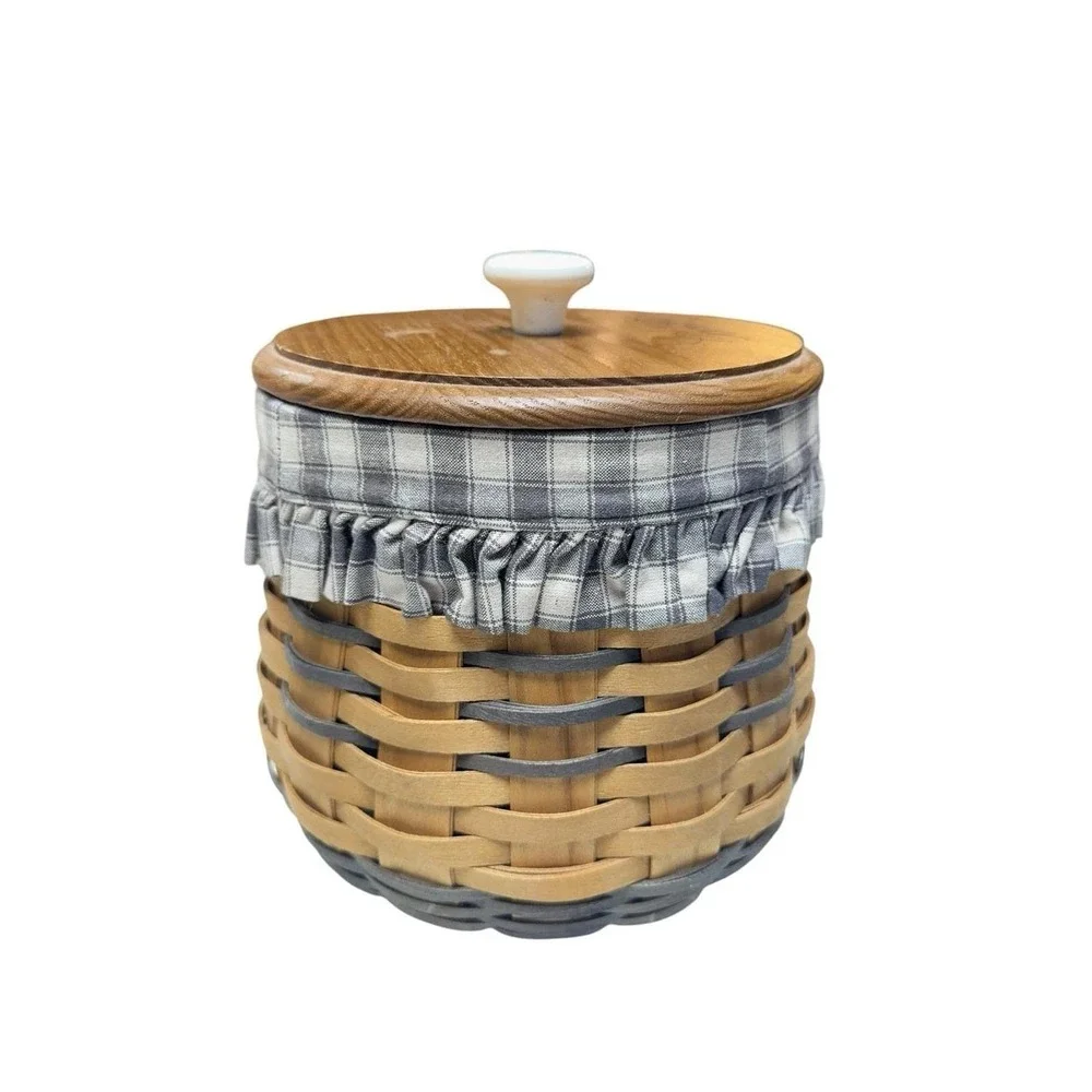 American Traditions Cookie Basket Set w Lid‎ Liner Divider 2000 Farmhouse USA