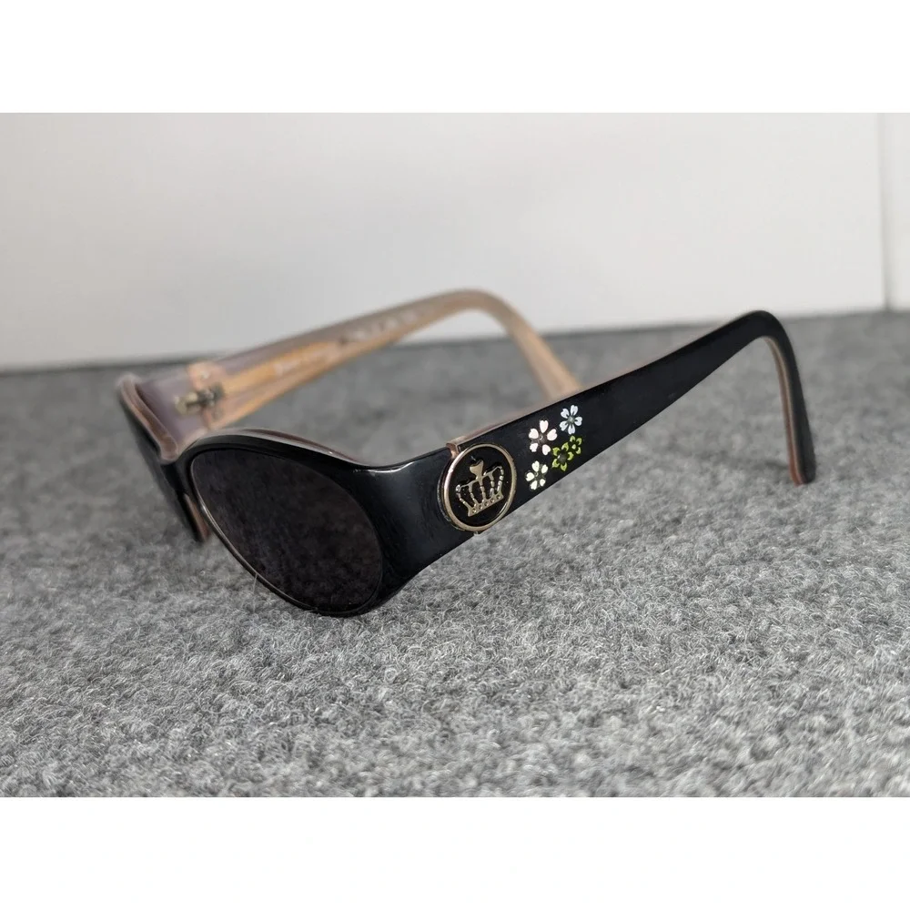 Juicy Couture‎ Kids Size Sunglasses Crown Flowers Black Pink Girls Y2K Vtg
