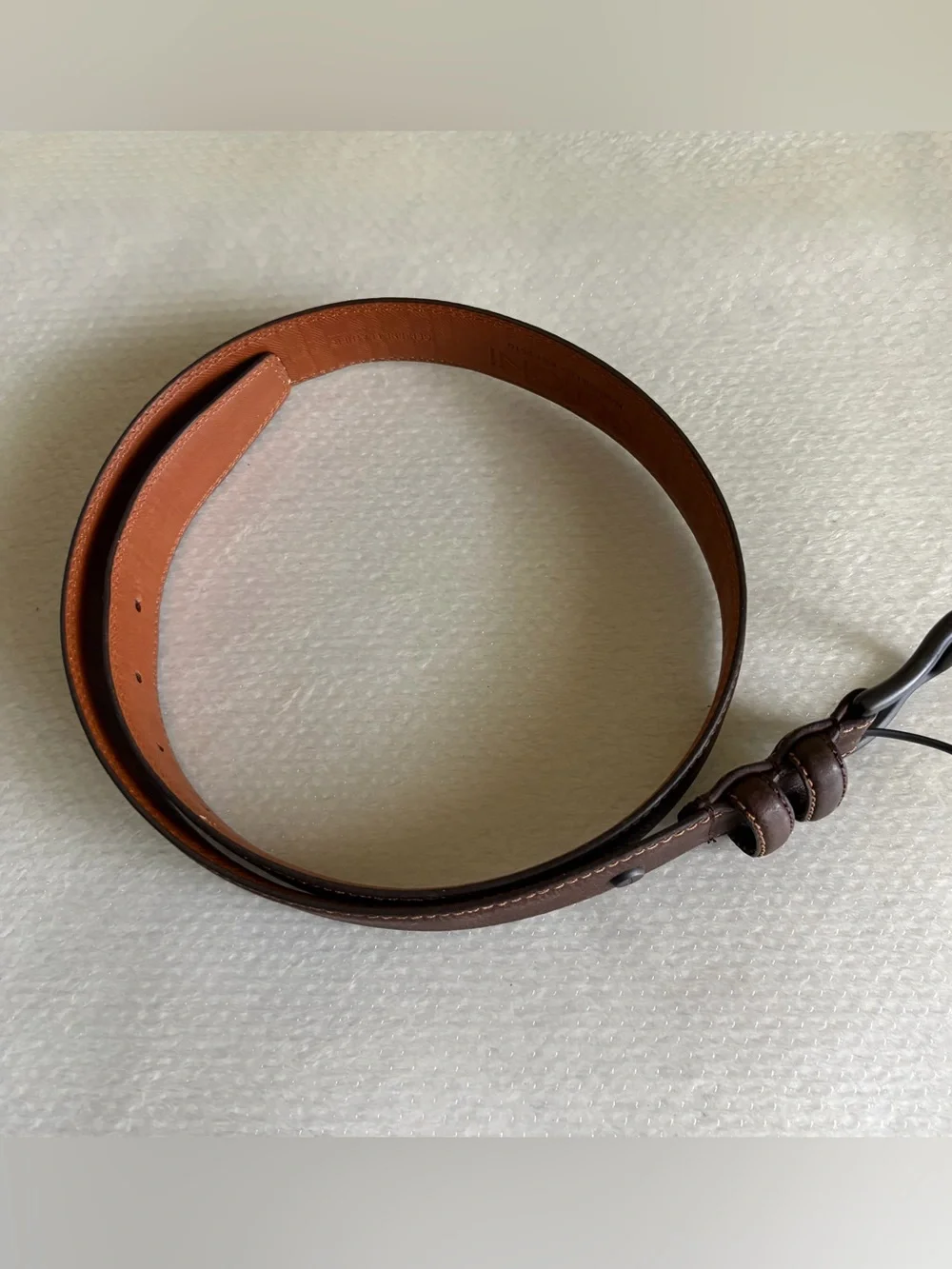 Boconi Two-Tone Leather Belt in Dark Brown with Tan Interior‎