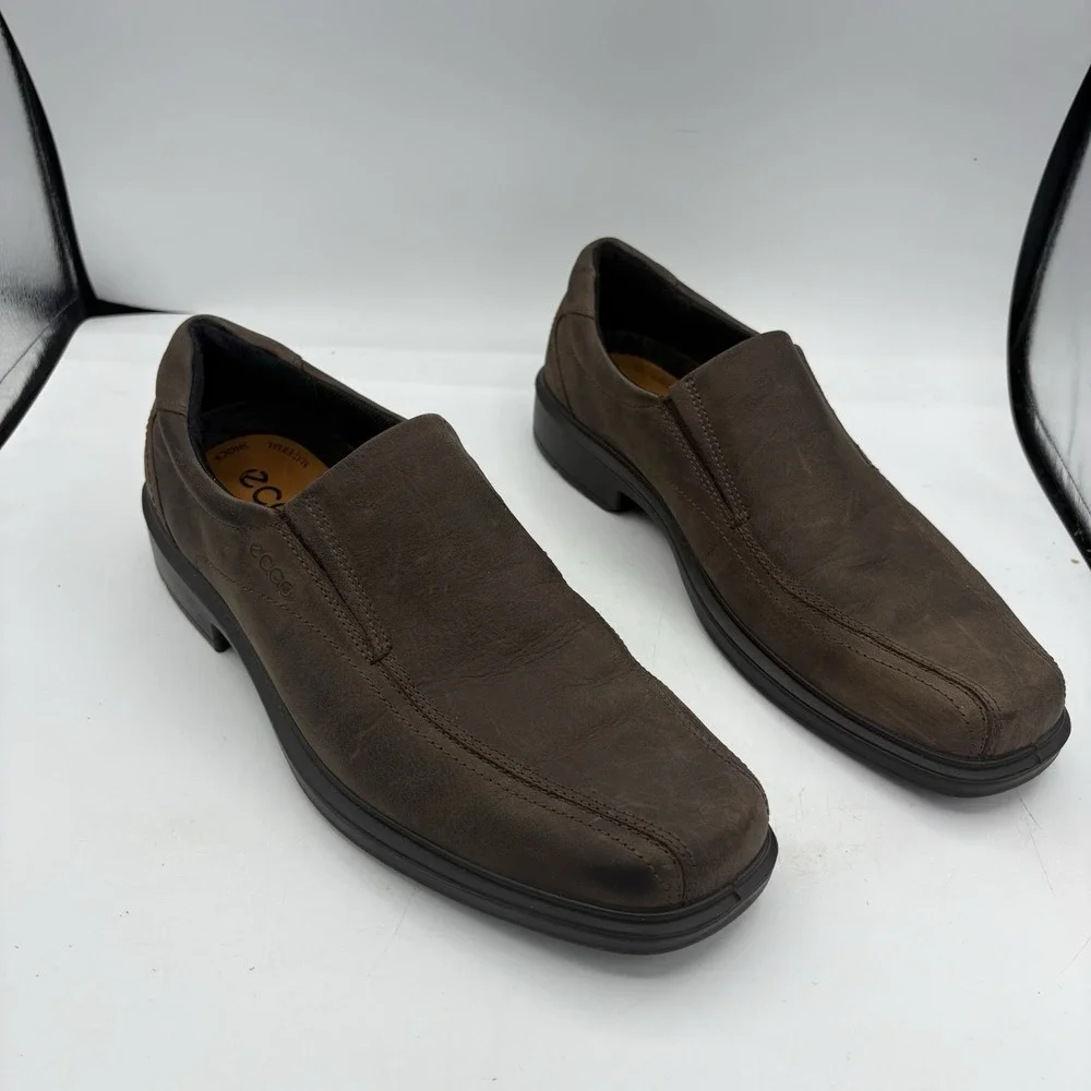 Ecco Shoes Mens Size 12.5‎ EU 46 Helsinki 2 Leather Loafers Dark Brown Slip On