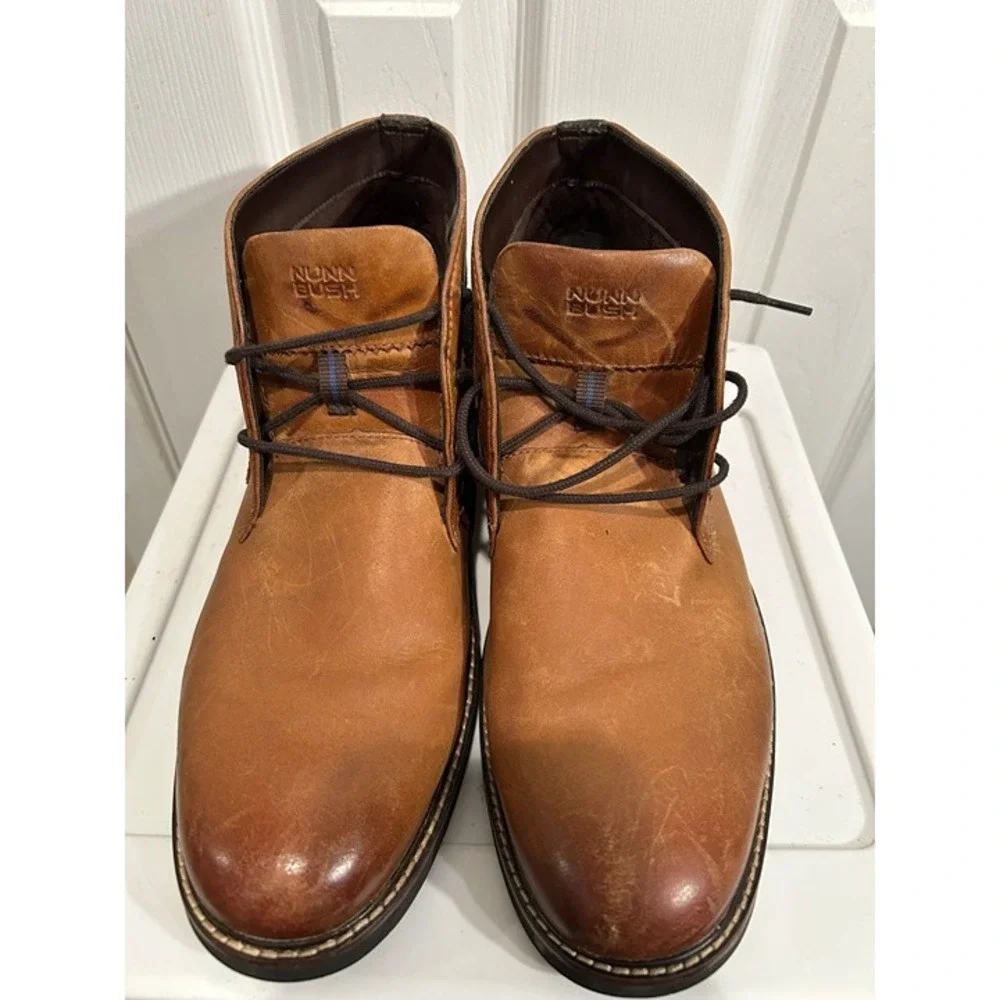 Nunn Bush Brown Leather Dress Boots Men's 11 Brogue