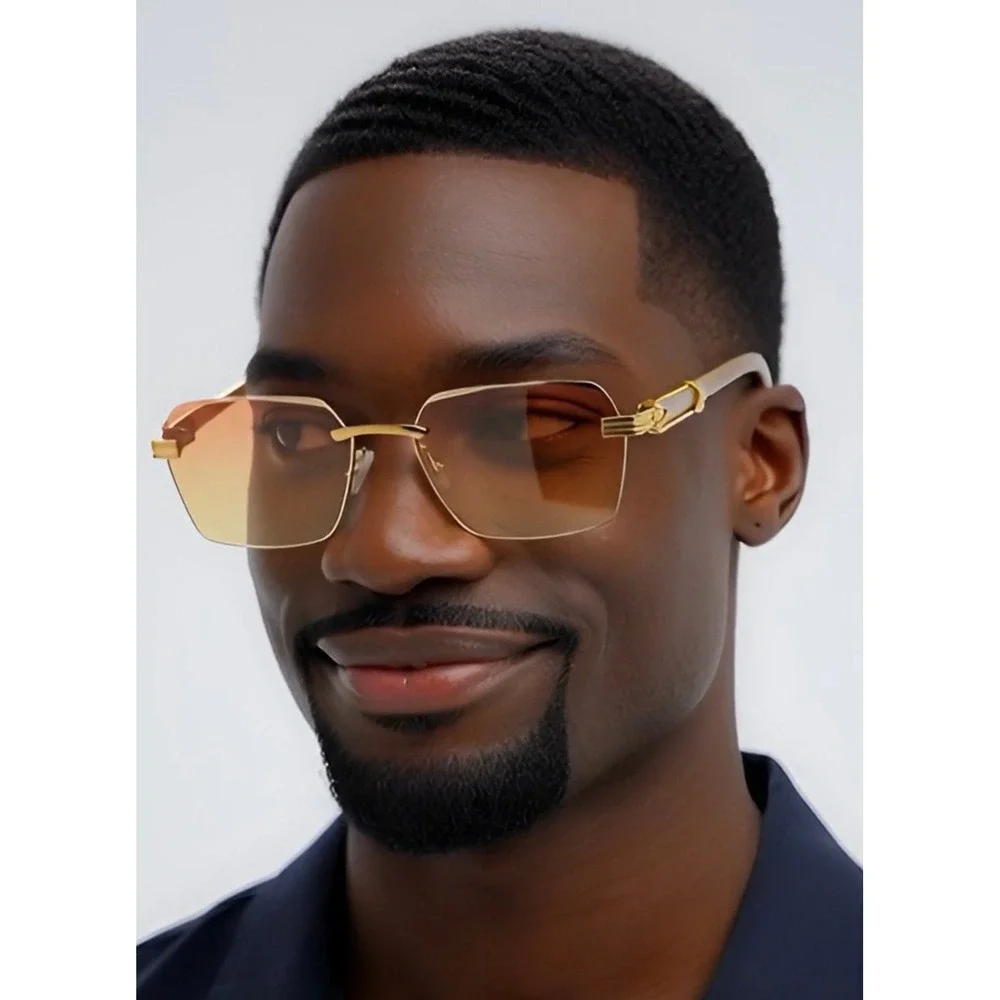 Rimless Sunglasses Men Fashion Gradient Lens Vintage Sun Glasses Buffs‎ Hip Hop