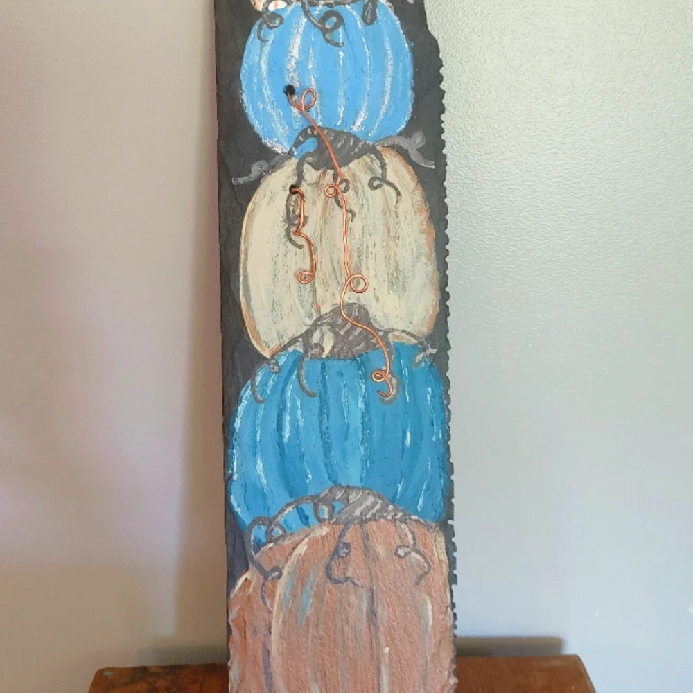Handcrafted Handpainted Slate Pumpkin Harvest Autumn Decoration Hanging …
