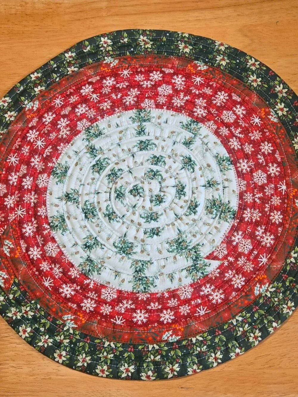 Traditional Christmas Round Jelly Roll Placemats Set of 5