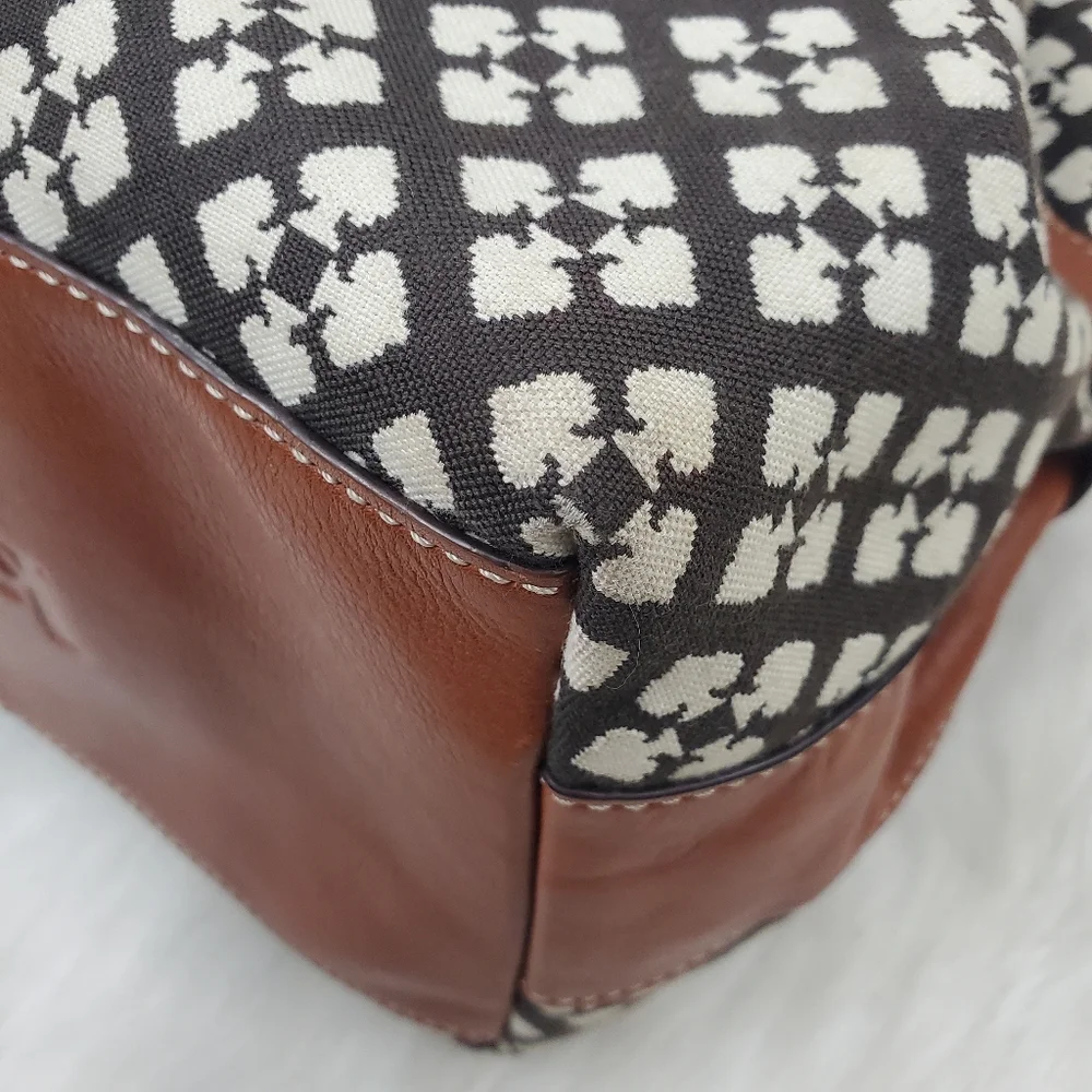 kate spade Black, White & Red Patterned Satchel with Tan Handles
