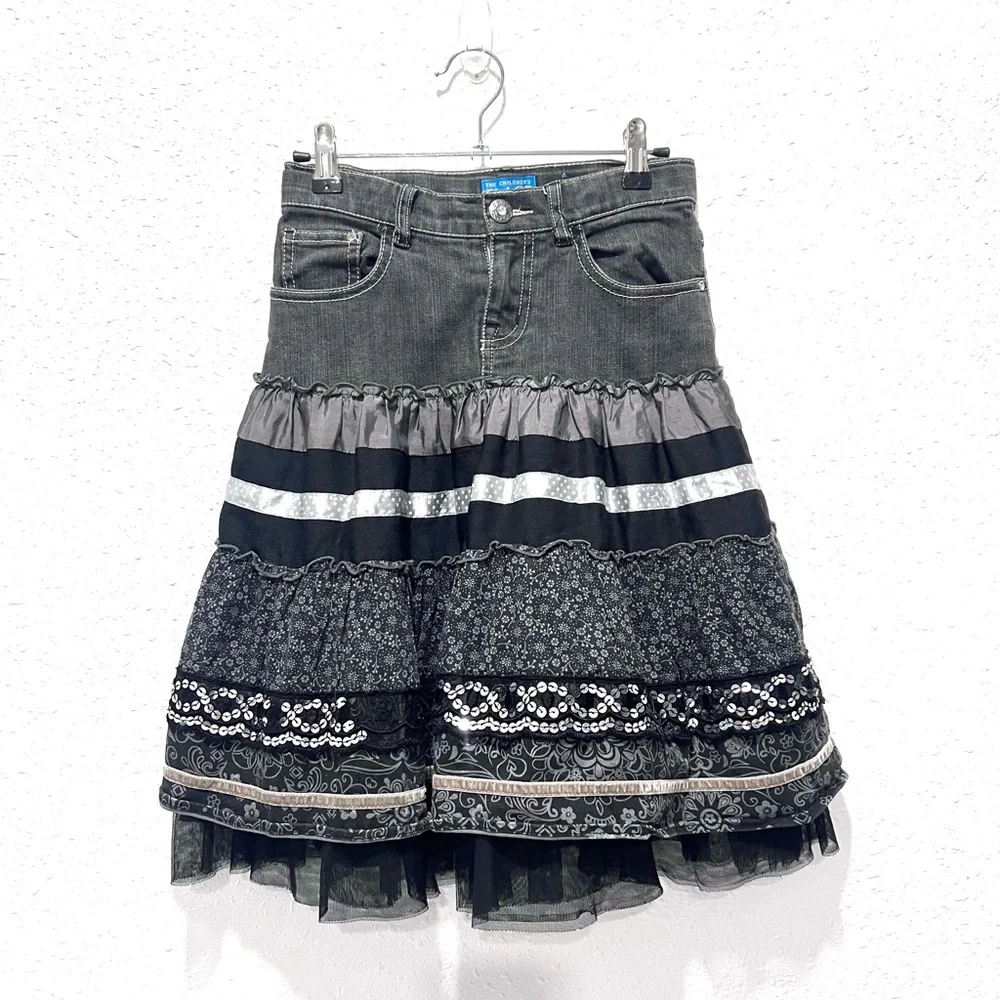 The‎ Children's Place Black and Gray Bubble Mini Skirt 8