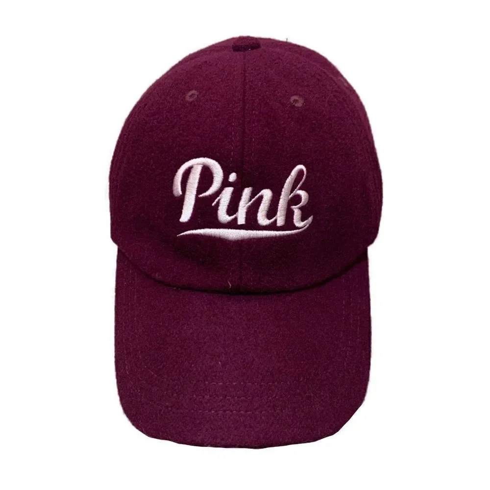 Victoria's Secret PINK Logo Wool blend Baseball Cap Maroon