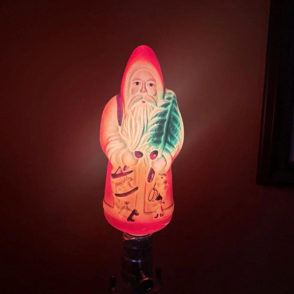 Vintage Belsnickel Santa Claus Figural Christmas Light Bulb 9