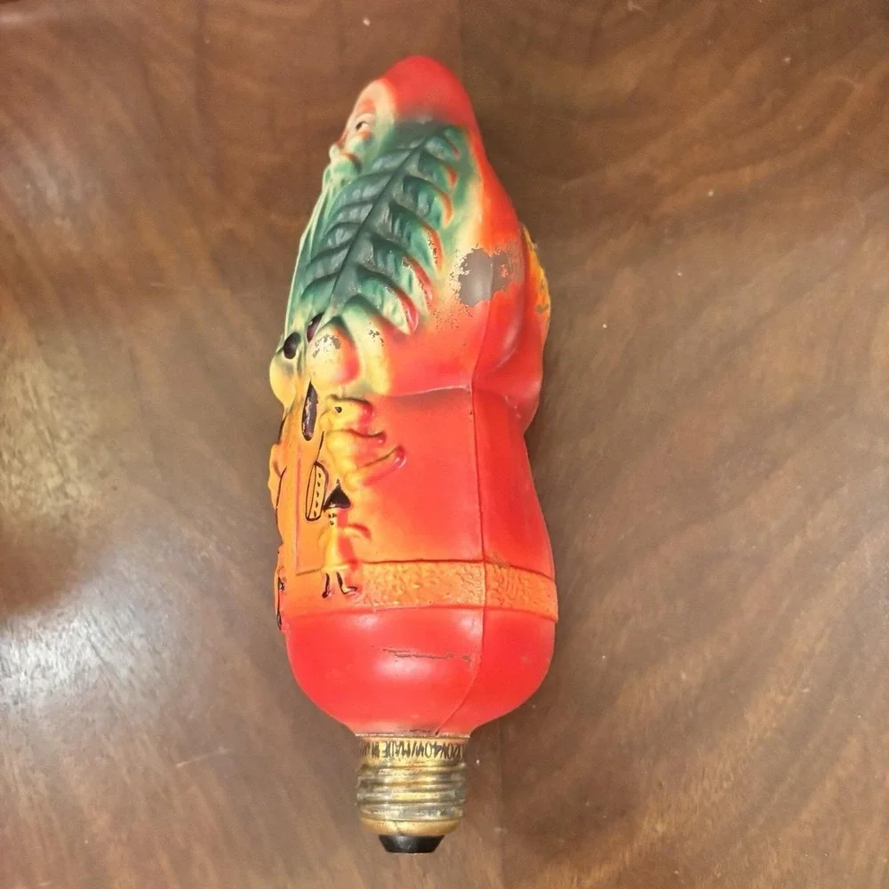 Vintage Belsnickel Santa Claus Figural Christmas Light Bulb 9