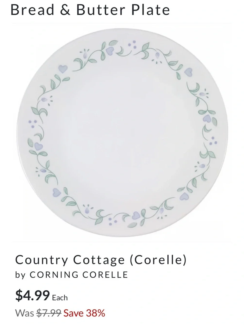 Corelle bread butter