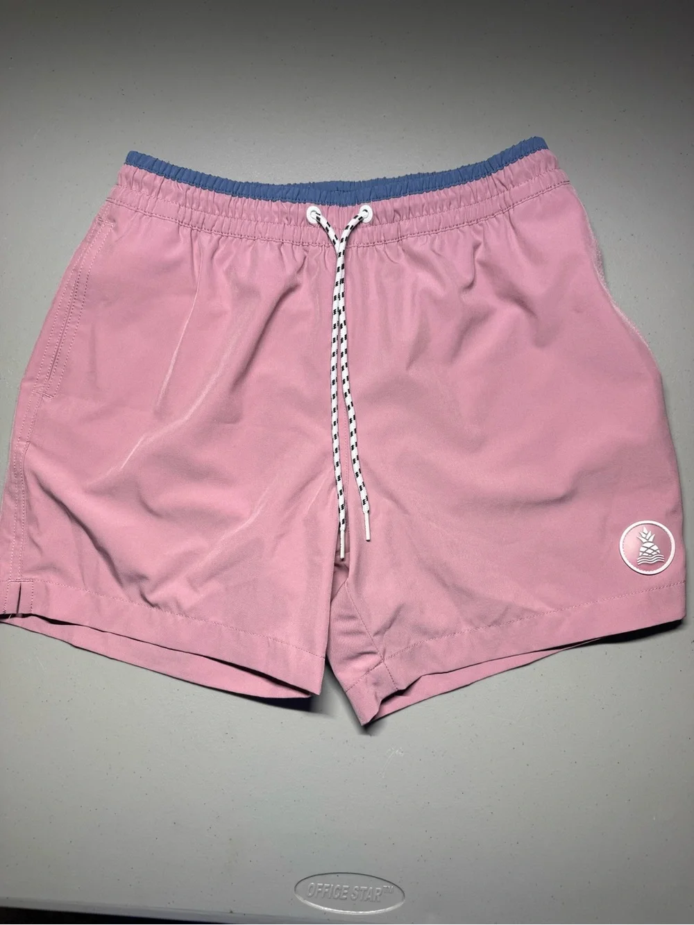 chubbies Pink Swim Hybrids with Blue Waistband