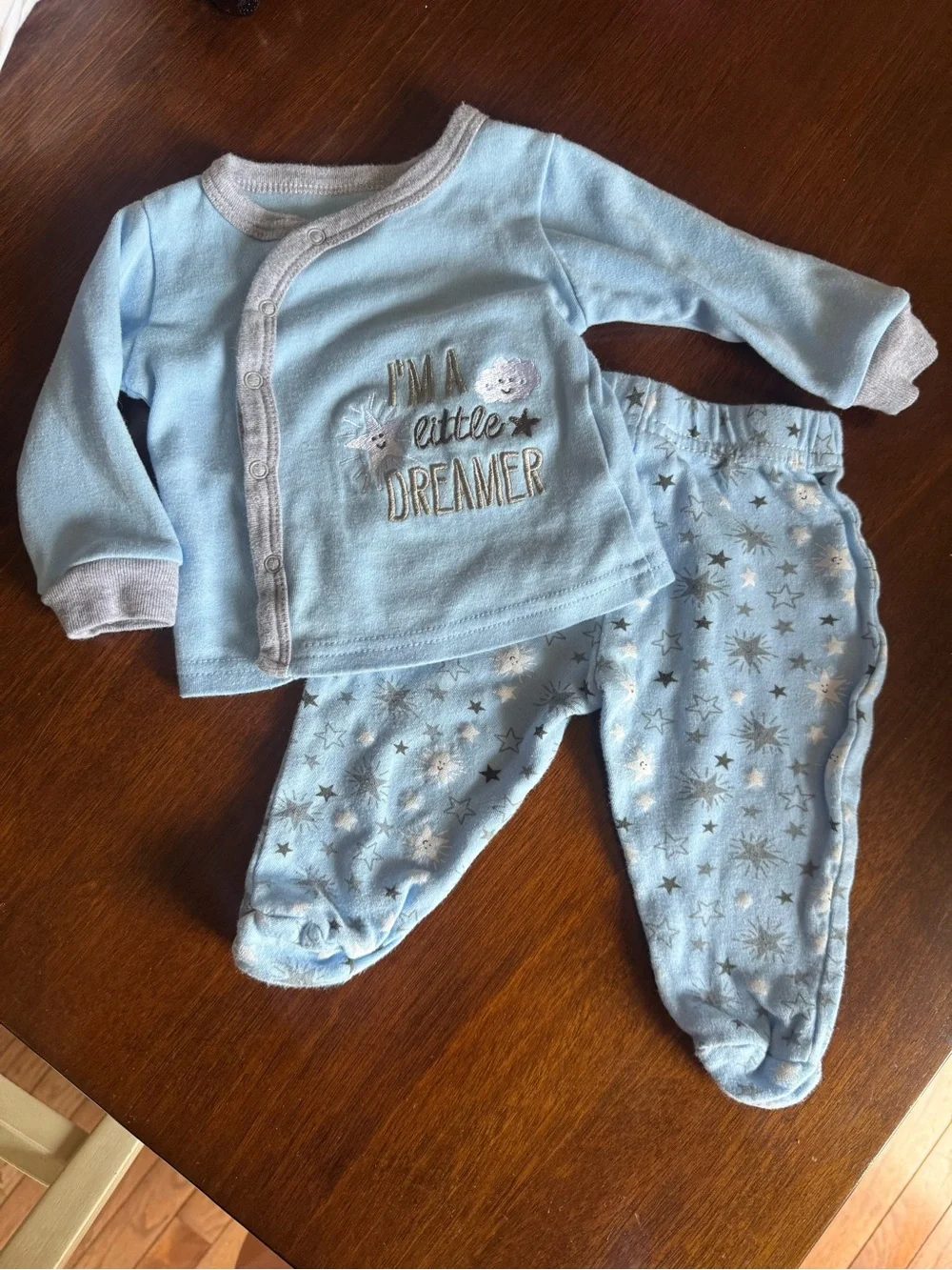 Light Blue 'I'm a Little Dreamer' Baby Pajama Set