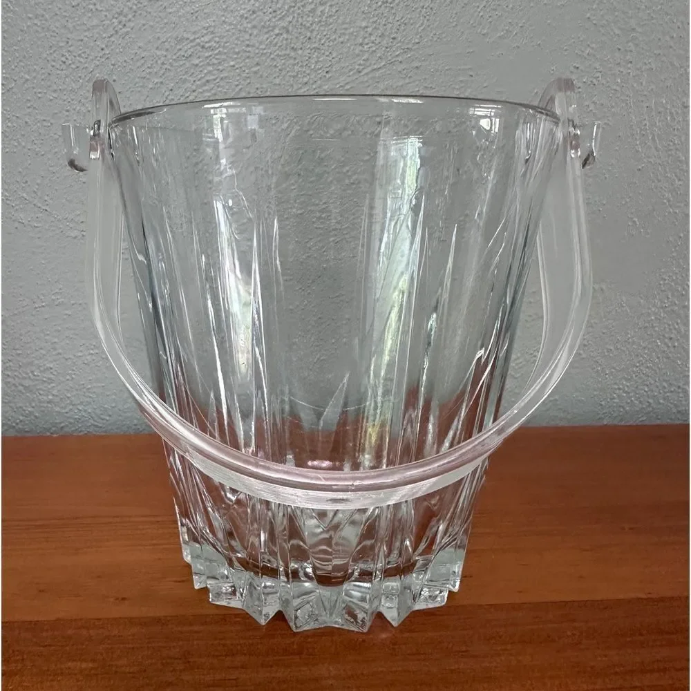 Glass Ice Bucket with Plastic Removable Handle