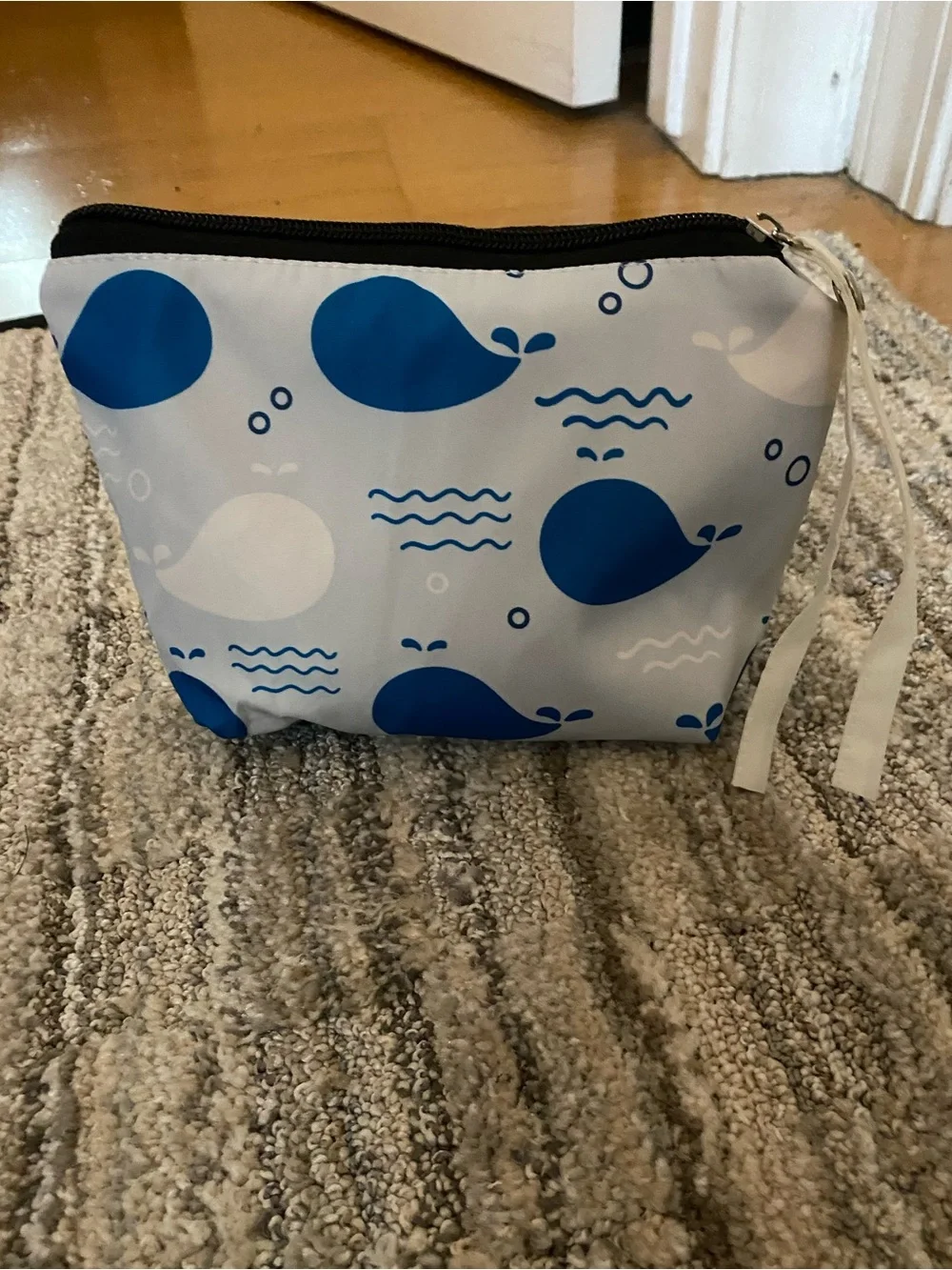 Whale Print Zippered Makeup Pouch Cosmetic Toiletry Travel Bag