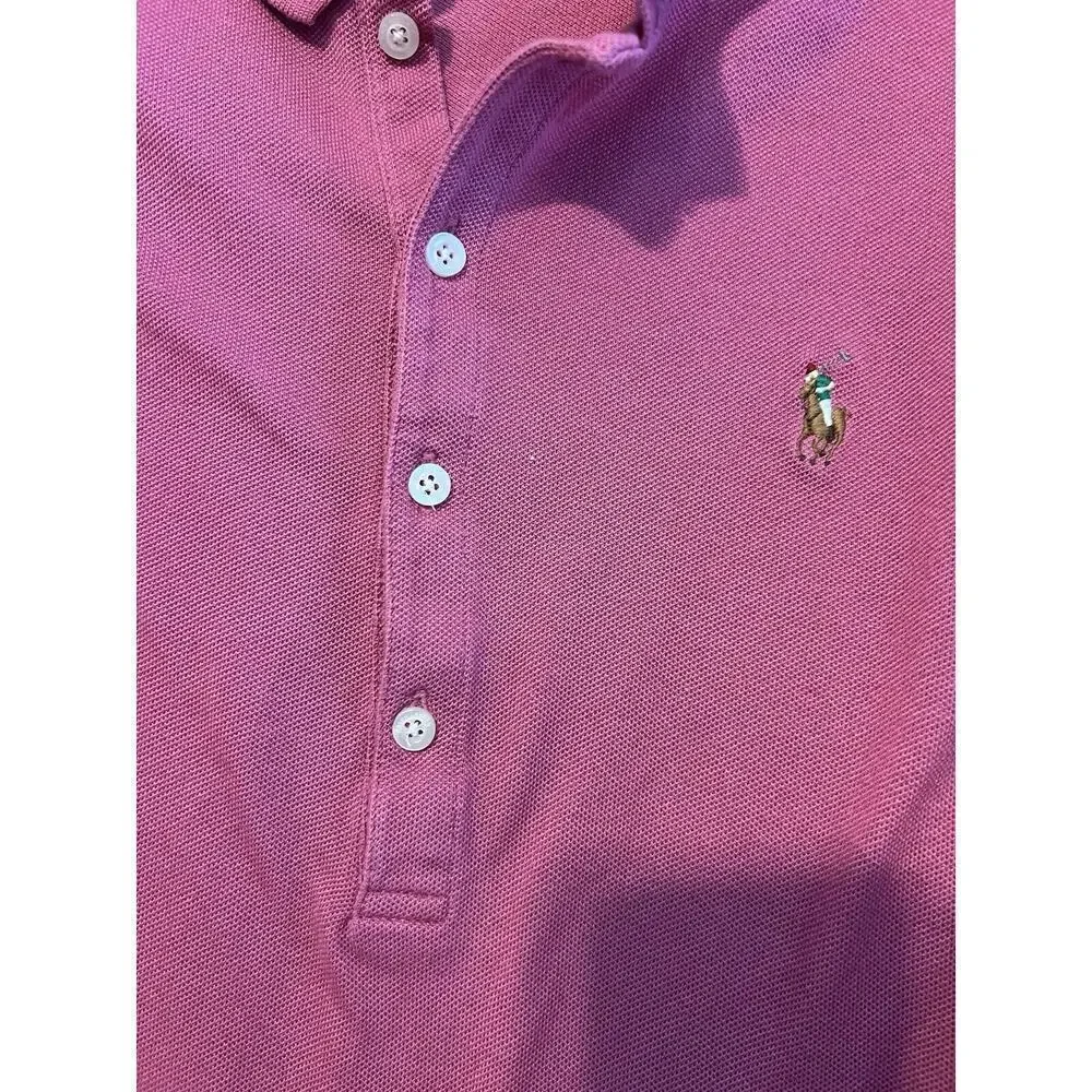 Ralph Lauren Polo Girl kids Top Medium Pink Polo Shirt Logo Long Sleeve Great