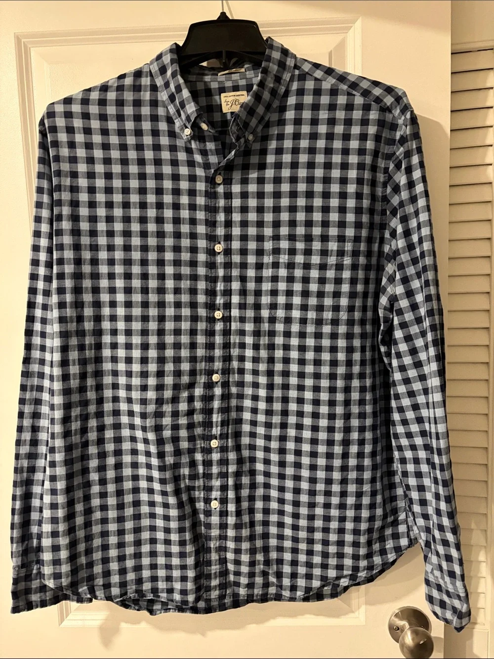 J. Crew Men's Blue Gingham Button-Down Shirt