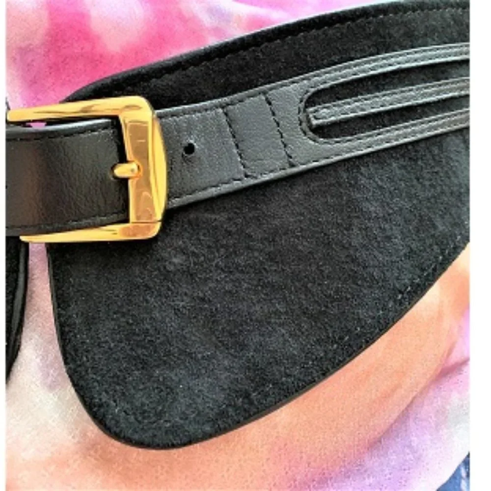 Black Leather and Suede Belt