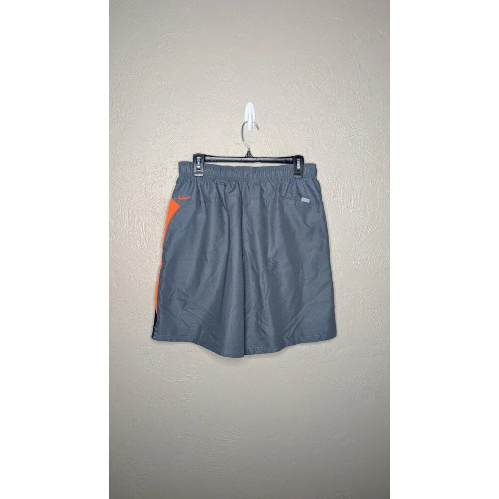 NWT Nike Mens Large Gray Orange Swim Trunks With Liner 717384