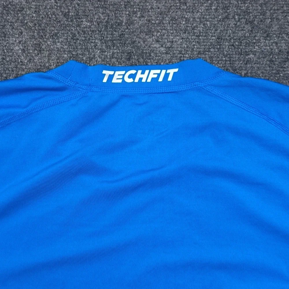 adidas techfit climalite T Shirt Mens Size Large Blue Athleisure‎ Crew Neck