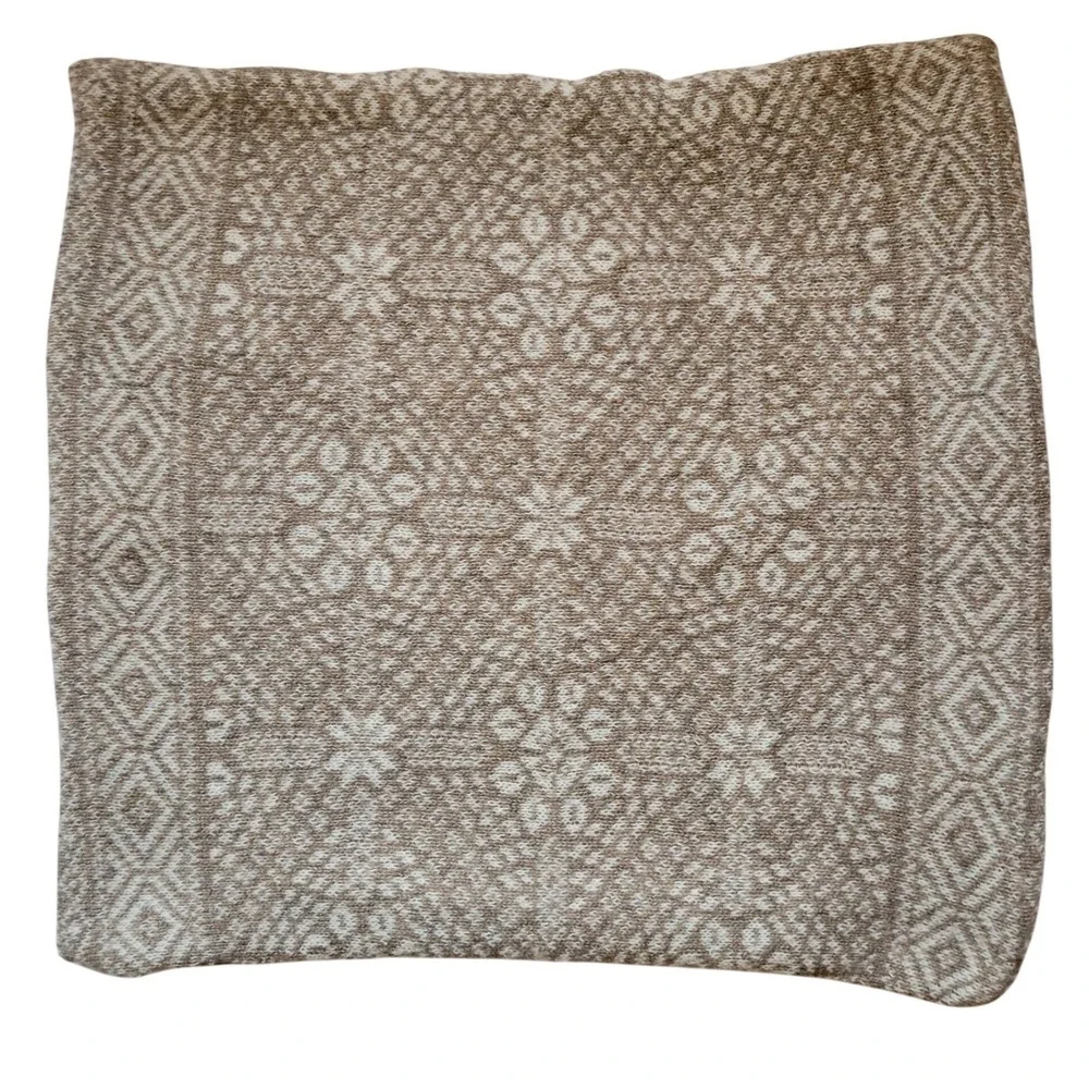 Pottery Barn Fair Isle Knit Pillow Cover‎ Taupe Cream 20x20